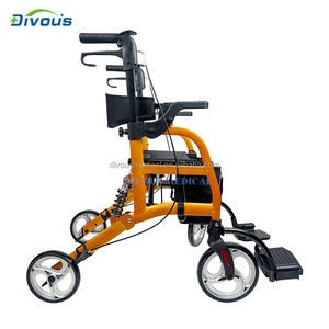 Multifunction Aluminum Alloy Lightweight Folding 4 Wheels Disabled Elderly <b>Rollator</b> <b>Walker</b> Walking Aids - Product Image 3