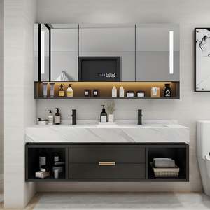 Mueble de Baño Moderno con Lavabo Personalizado 2025, Organizador de Baño Flotante con Encimera y Tocador para Maquillaje - Product Image 2