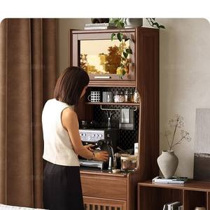 Aparador de madera maciza de nogal negro con almacenamiento y mesa de bar para cocina o sala de estar - Product Image 2