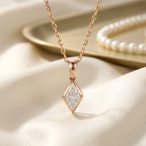 Collier pendentif diamant en forme de losange, or rose 18 carats Au750, solitaire, bijoux fins pour femmes - Product Image 3