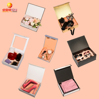 Boîte cadeau magnétique pliable écologique personnalisée - Laminage brillant/mat portable, gaufrage et marquage à chaud avec fenêtre transparente