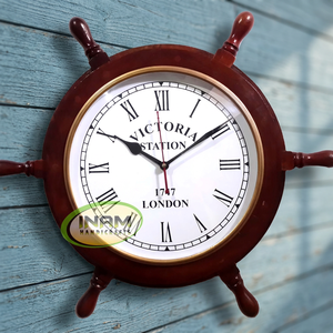 Handmade Nautical <b>Wooden</b> Wall Clock Designer Style Polished Technique Beautiful Decorative Item - Product Image 3