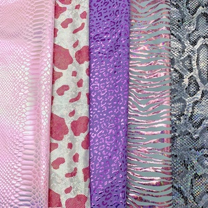 Thấp Moq Tùy Chỉnh Co Giãn Thần Bí Holographic Động Vật In Kim Loại Lá Nylon Spandex Vải Gymastics Khiêu Vũ Mặc Quần Áo Bơi Vải - Product Image 1