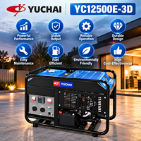 Générateur à essence Yuchai YC12500E-3D 12,5 kVA, type ouvert, démarrage électrique, AVR, alimentation de secours portable pour la maison, la construction et les situations d'urgence