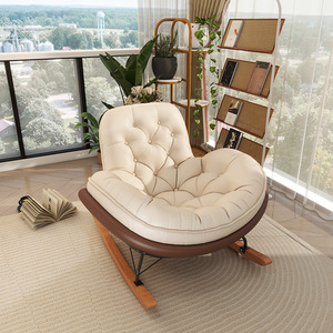 Cadeira Lounge Moderna e Cadeira de Balanço, Leve e Luxuosa, Ideal para um Sofá de Varanda Relaxante com Descanso para os Pés. - Product Image 5