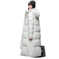 Manteau d'hiver unisexe décontracté à capuche, long jusqu'aux genoux, épais, avec fermeture éclair, respirant, pour les amoureux