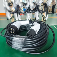 Cable de Carga para Vehículos Eléctricos de 32 A, Tipo 2 a Tipo 2, 3,5 kW-22 kW, Cable Mennekes, Cable de Extensión para Automóviles Eléctricos Modo 3 para Estación de Carga EVSE