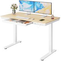 Bureau debout électrique moderne en bois Jiang'pai BGZ67890, hauteur réglable, double tiroirs, 2 crochets, noir, pour chambre et bureau