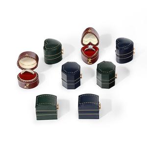 Custom Packaging Wedding Boxing Ring Box For Wedding Vintage Ring Leather Engagement Jewellery Heart Shape Small Box