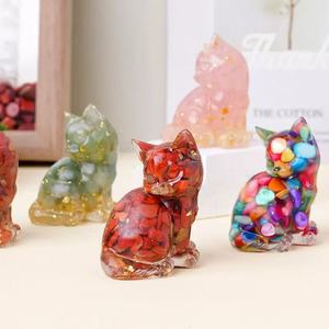 <span class=keywords><strong>Figurine</strong></span> de chat en gravier de cristal naturel, queue relevée, ornement sculpté écologique à faire soi-même, décoration de salon, décoration de bureau, décoration de la maison - Product Image 3