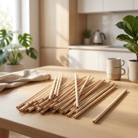 Pailles en roseau naturelles 100% végétales réutilisables, finition brute, 15-20 cm, certifiées CE/EU