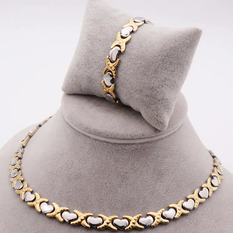 Regalo di compleanno accessori per costumi in acciaio inossidabile set di gioielli in oro X cuore