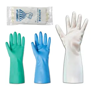 Gants industriels en Latex <span class=keywords><strong>Nitrile</strong></span> bleu vert <span class=keywords><strong>sans</strong></span> doublure floquée, vente chaude - Product Image 6