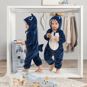 Michley Shark Design 3D Baby Romper Autumn Newborn Hooded <strong>Onesie</strong> with Zipper Wholesale Clothing for <strong>Boy</strong> or Girl - Product Image 1