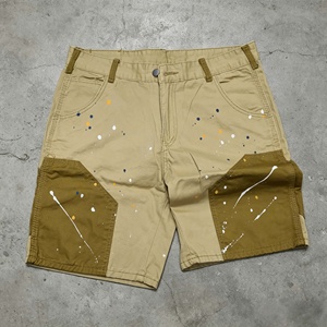 Shorts cargo pour homme, taille mi-haute, style streetwear peint, respirant, longueur bermuda, fermeture boutonnée, patchwork - Product Image 3