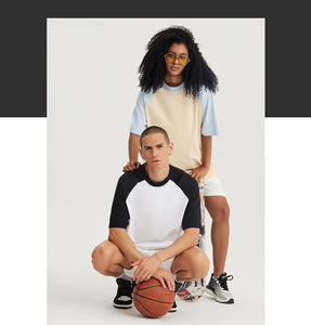 Mt2699 वसंत गर्मियों में नए आगमन थोक कस्टम 100% कपास रंग ब्लॉक टी शर्ट रागलान आस्तीन टी शर्ट - Product Image 2