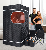 Tenda Sauna Uap Akrilik Elektrik Modern Hemlock Ukuran Penuh untuk 2 Orang, Ruang Spa Lipat dengan Jendela Transom dan Panel Kontrol Komputer