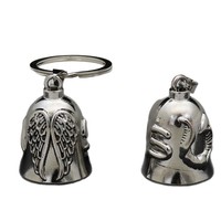 Nouveau porte-clés vintage en alliage tendance pour moto, pendentif aile et clochette, collier chaîne en bambou, anneau de suspension pour voiture