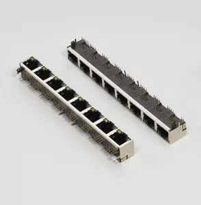 1x8 Порт 8 Pin RJ45 разъем PCB интегрированный разъем RJ45 металлический Ethernet порт со светодиодной подсветкой