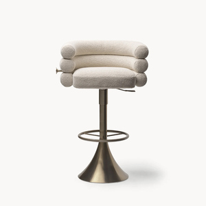 Tabouret <span class=keywords><strong>de</strong></span> <span class=keywords><strong>bar</strong></span> moderne en tissu bouclé <span class=keywords><strong>de</strong></span> qualité supérieure avec base en acier inoxydable 304 poli pour îlot <span class=keywords><strong>de</strong></span> cuisine <span class=keywords><strong>de</strong></span> villa - Product Image 1