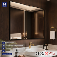 Espejo de Pared Horizontal Cuadrado Grande Comercial con Marco de Aluminio para Proyectos de Decoración de Paredes de Hoteles