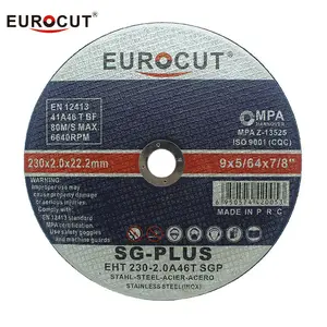 EUROCUT 9" T41 230x2x22.2mm Resin Bonded Abrasives Cutting Disc For Metal