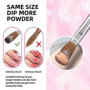Pinceau à ongles en poils de Kolinsky 100% Sable de luxe, manche métallique rose dégradé, virole sertie, pour salon de beauté et nail art - Product Image 5