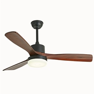 Electric Table Fan 3 Wood Blades DC Motor 3 Speeds Low Noise <b>Remote</b> <b>Control</b> <b>Light</b> Kit Included Energy Efficient Household Use - Product Image 1