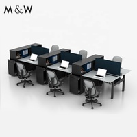 Mobilier moderne de luxe M & W Bureau de direction Bureau moderne en forme de L Bureau de direction de luxe complet en métal en forme de L
