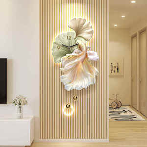 Reloj de Pared de Lujo para <span class=keywords><strong>TV</strong></span>, Reloj Decorativo con Diseño de Koi para Sala de Estar - Product Image 3