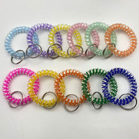 Bracelet bobine en plastique Bracelet spirale élastique extensible Porte-clés porte-clés Bracelets bobine poignet ressort coloré