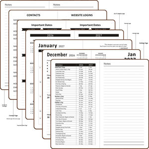 Agenda Semanal 2026-2027 en Inglés, Encuadernación Cosida con Hilo <span class=keywords><strong>de</strong></span> Cuero, Alta Calidad, 72 Hojas, Libreta <span class=keywords><strong>de</strong></span> <span class=keywords><strong>Bolsillo</strong></span>, Tapa Dura - Product Image 6