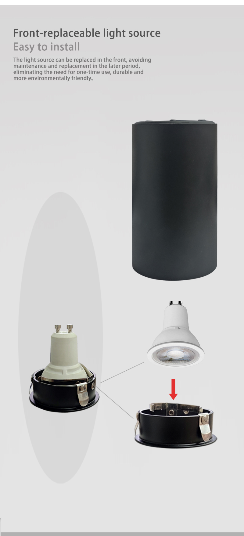 Surface Mounted GU10 Downlight , Die Cast Pure Aluminium Cylinder LED Downlight