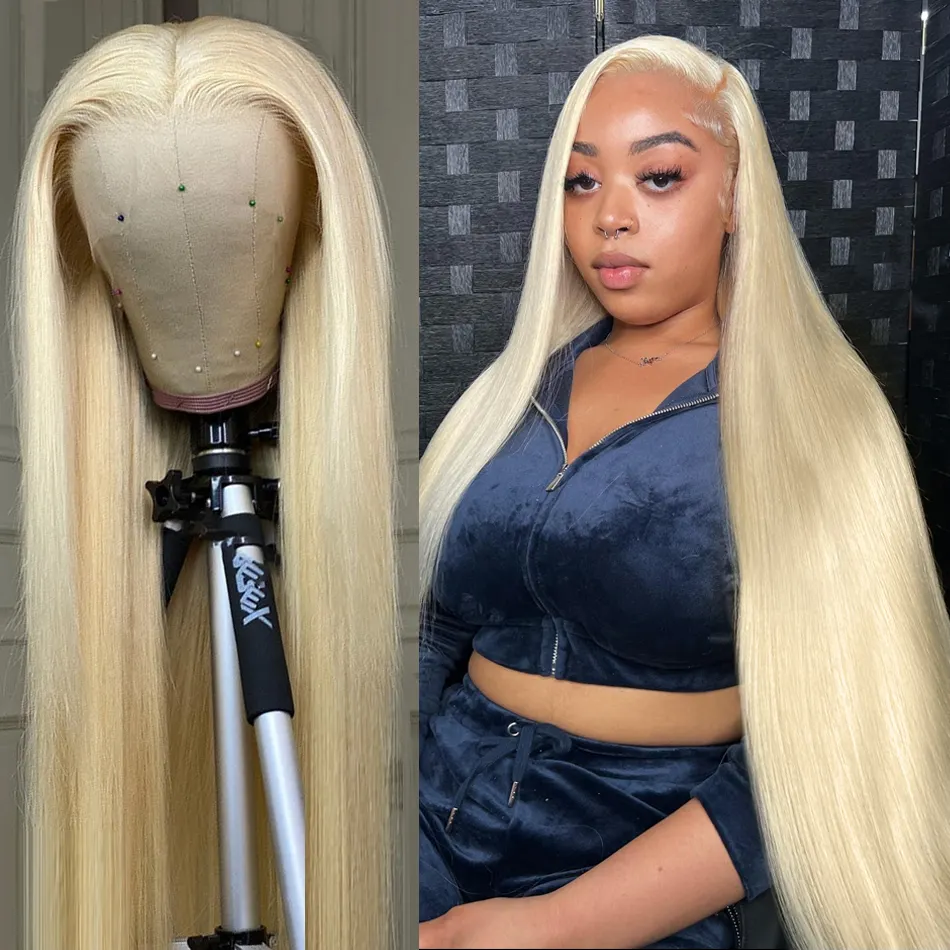 Perruque Lace Front Wig 150% naturelle lisse Blonde 13x4, perruque Lace Front Wig transparente 613, densité 613, pour femmes africaines