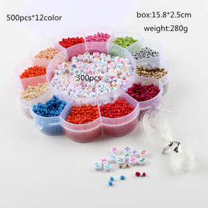 Juego de cuentas de 4x7 letras de 9mm, cuentas de arroz de 13 cuadrículas <span class=keywords><strong>con</strong></span> forma de flor, cuentas de letras acrílicas, accesorios de joyería - Product Image 5
