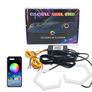 Anillos LED Hexagonales para Coche, Ojos de Ángel, RGB, Coloridos, con Intermitentes, Ámbar Amarillo, 70mm 80mm 85mm 90mm - Product Image 1