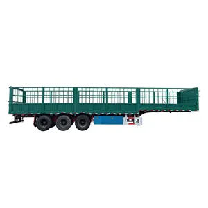 Side wall animal transport cattle fence semitrailer Livestock transporter with 3-axis high hurdle cargo semitrailer
