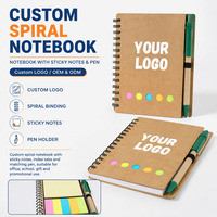 Carnet à spirales personnalisé pour bureau, format A6, papier kraft, notes autocollantes, carnet professionnel, fabrication en usine