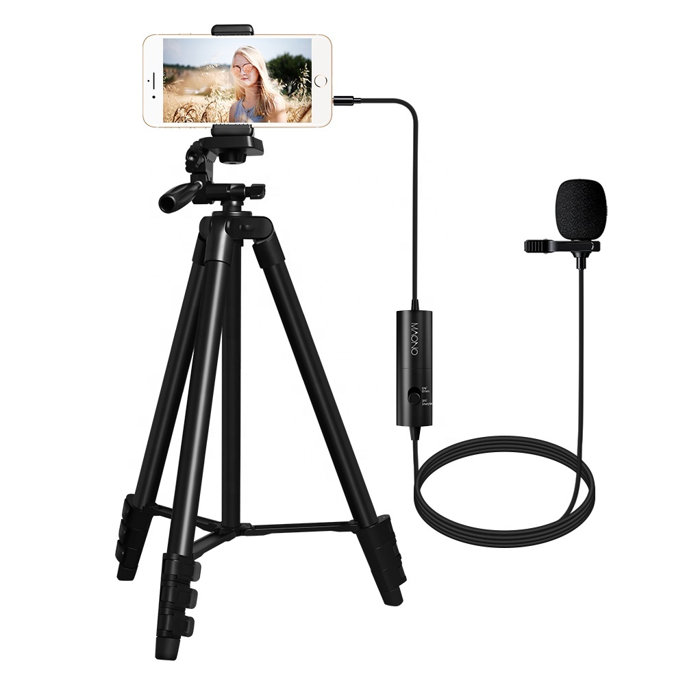 MAONO micro Cravate Clip-on Condenseur Micro cravate kit avec le Support De Trépied Pour Appareil Photo Ordinateur ou Téléphone