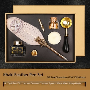 Ensemble <span class=keywords><strong>de</strong></span> stylos <span class=keywords><strong>plume</strong></span> personnalisés avec logo, motif hibou, avec perles <span class=keywords><strong>de</strong></span> sceau <span class=keywords><strong>de</strong></span> cire, cuillère et <span class=keywords><strong>porte</strong></span>-stylo – Coffret cadeau <span class=keywords><strong>de</strong></span> papeterie - Product Image 4