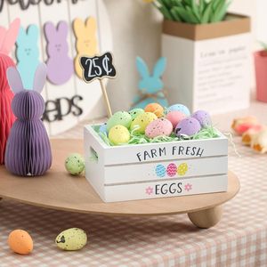 Easter Wooden Crate Decorative Box Farm Fresh Eggs Storage Display Desktop Ornament Rectangle Handmade Easter Decoration - Product Image 4