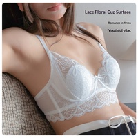 Soutien-gorge minimisateur en dentelle unie, sexy, en maille ultra-fine, respirant et confortable pour poitrines généreuses, style français, nouvelle collection.