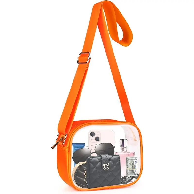 Mới PVC Trong Suốt PU Vai Crossbody Túi Công Suất Lớn Túi Du Lịch Kim Loại Khóa Lưu Trữ Không Thấm Nước Túi