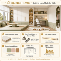Ensemble de chambre d'enfant personnalisé, lit tatami avec armoire et bureau d'étude |   Solution pour toute la pièce |   Usine de mélamine OEM