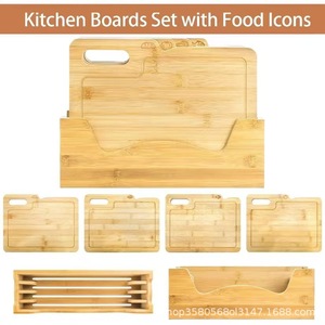 Bamboo Cutting <b>Board</b> Set Rectangle With Handle Multipurpose Kitchen Use - Product Image 4