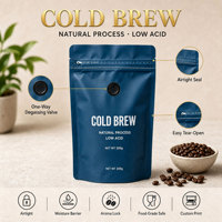 Sachet Doypack Personnalisé en BOPP de Qualité Alimentaire avec Fermeture Éclair et Valve de Dégazage Unidirectionnelle pour l'Emballage des Grains de Café