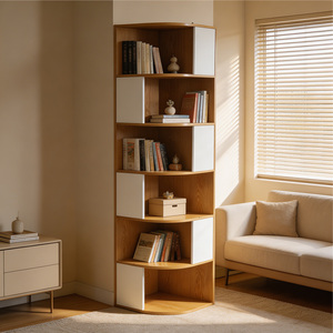 Librero Moderno <span class=keywords><strong>de</strong></span> Madera Sólida, Estante para Libros, Estantes para Libros para Sala <span class=keywords><strong>de</strong></span> Estar, Mueble <span class=keywords><strong>de</strong></span> Almacenamiento <span class=keywords><strong>de</strong></span> Esquina para el Hogar - Product Image 2