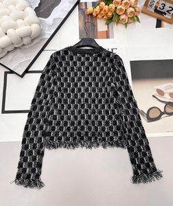 Cárdigan de punto jacquard texturizado, top de manga larga con cuello redondo y flecos, ropa exterior elegante con botones para uso diario y de oficina - Product Image 2