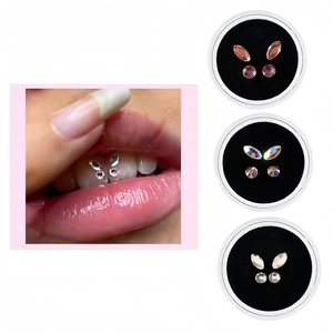 BXA Z10000200 4 ชิ้น/กล่อง คริสตัลตกแต่งฟัน อัญมณีประดับฟัน รูปทรงเพชร ของตกแต่งฟันรูปผีเสื้อ สำหรับคริสต์มาส - Product Image 2