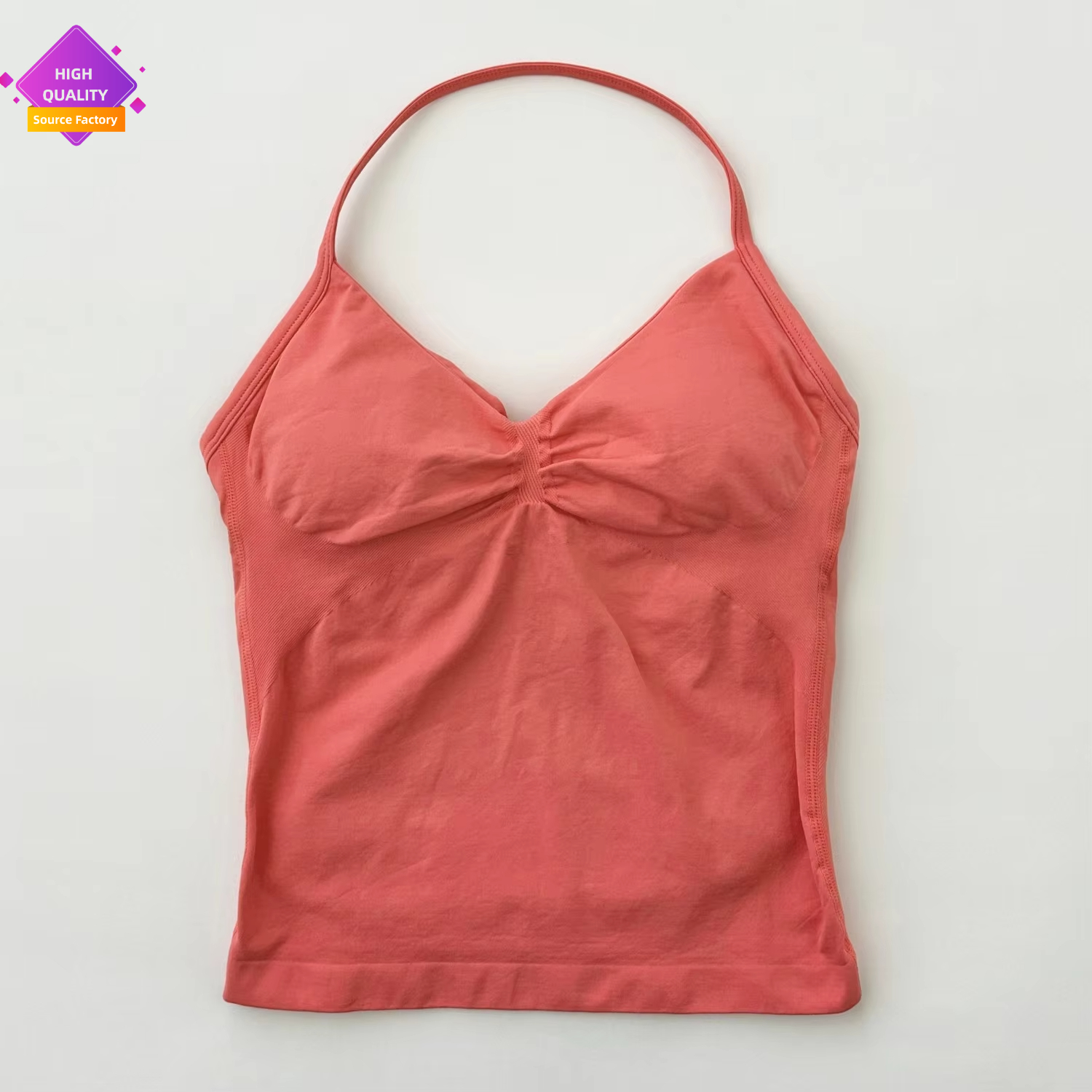 Women's Fitness Yoga Vest New Sports Gym Clothes Backless Workout Top with Scrunch Built-In Bra Seamless Design with Cups